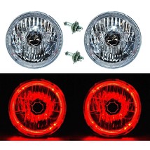 7&quot; Halogen H4 12V Headlight Headlamp Red LED Halo Angel Eyes Light Bulbs Pair - £62.50 GBP