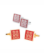 Double Happiness Traditional Chinese Men Cufflinks, Silver and Gold Cuff... - £18.37 GBP