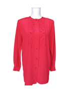 Jaclyn Smith Womens Red Long Sleeve Embroidered Blouse Size 10 - $22.97
