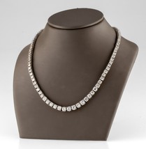 Argent Sterling Gradué Rond Zircone Tennis Collier 18 &quot; - $374.21