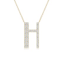 ANGARA Lab-Grown 0.25Ct Diamond Capital &quot;H&quot; Initial Pendant Necklace in 14K Gold - £476.98 GBP