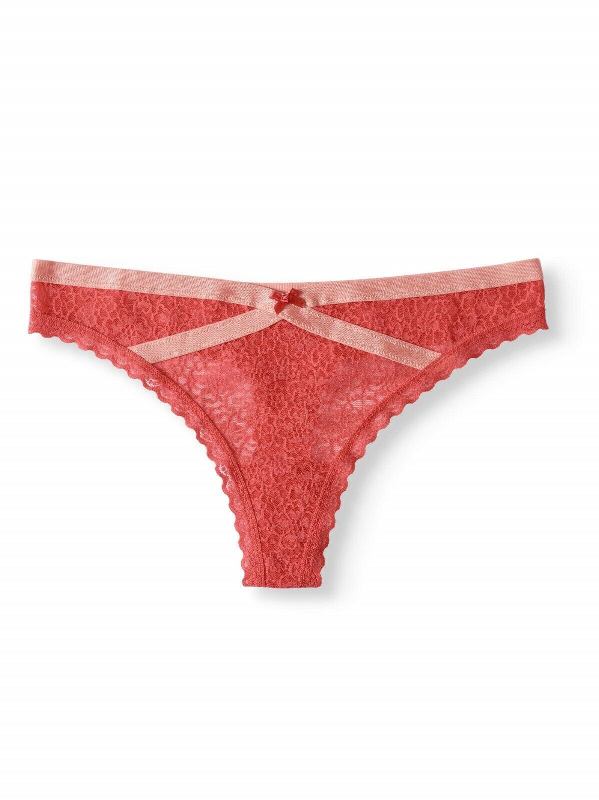 No Boundaries Women&#39;s Lace Thongs Mock Split Waist Coral Fire Size XL 1 ... - $9.74