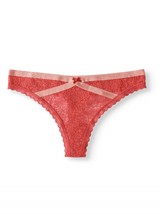 No Boundaries Women&#39;s Lace Thongs Mock Split Waist Coral Fire Size XL 1 ... - $9.74