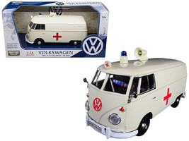 Volkswagen Type 2 T1 Ambulance Cream 1/24 Diecast Model Motormax - £33.03 GBP