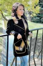 Women&#39;s American Black Suede Western Cow-lady Coat Handmade Indian Beaded Jacket - £72.28 GBP+