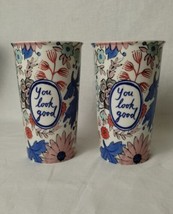 2 Anthropologie Molly Hatch Ceramic Coffee Travel Mugs - No Lid 12oz - Look Good - £19.73 GBP