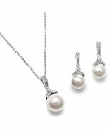 USABride CZ & Simulated Pearl Drop Necklace & Earrings Set - €11,24 EUR