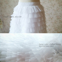 WHITE Tiered Tulle Skirt Outfit Women Custom Plus Size Tulle Skirt for Wedding image 5