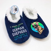 Snoozies Women&#39;s Medium 7/8 Navy Blue &quot;I Work Hard So My German Shepherd... - $239.54 MXN