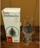 Vintage Spode Christmas Tree Hurricane Glass Candle Holder w/ Box Excellent - $19.24