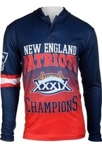 New England Patriots Super Bowl XXXIX Champions Hood Long Sleeve Tee Mens Small - $22.76