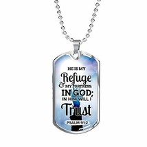 Express Your Love Gifts God is My Refuge and Fortress Necklace Engraved 18k Gold - £51.76 GBP