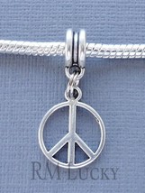 Peace Sign European Large Hole Bead Pendant For Charm Bracelets C127 - £2.78 GBP