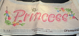 Vtg Finished Needlework Pink Princess Tapestry Pillow Cover Wall Picture - £17.12 GBP