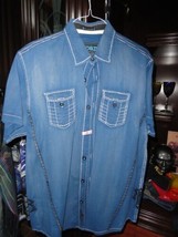 Roar Foundation Blue Colored Short Sleeve Button Up Shirt Size Large - £67.35 GBP