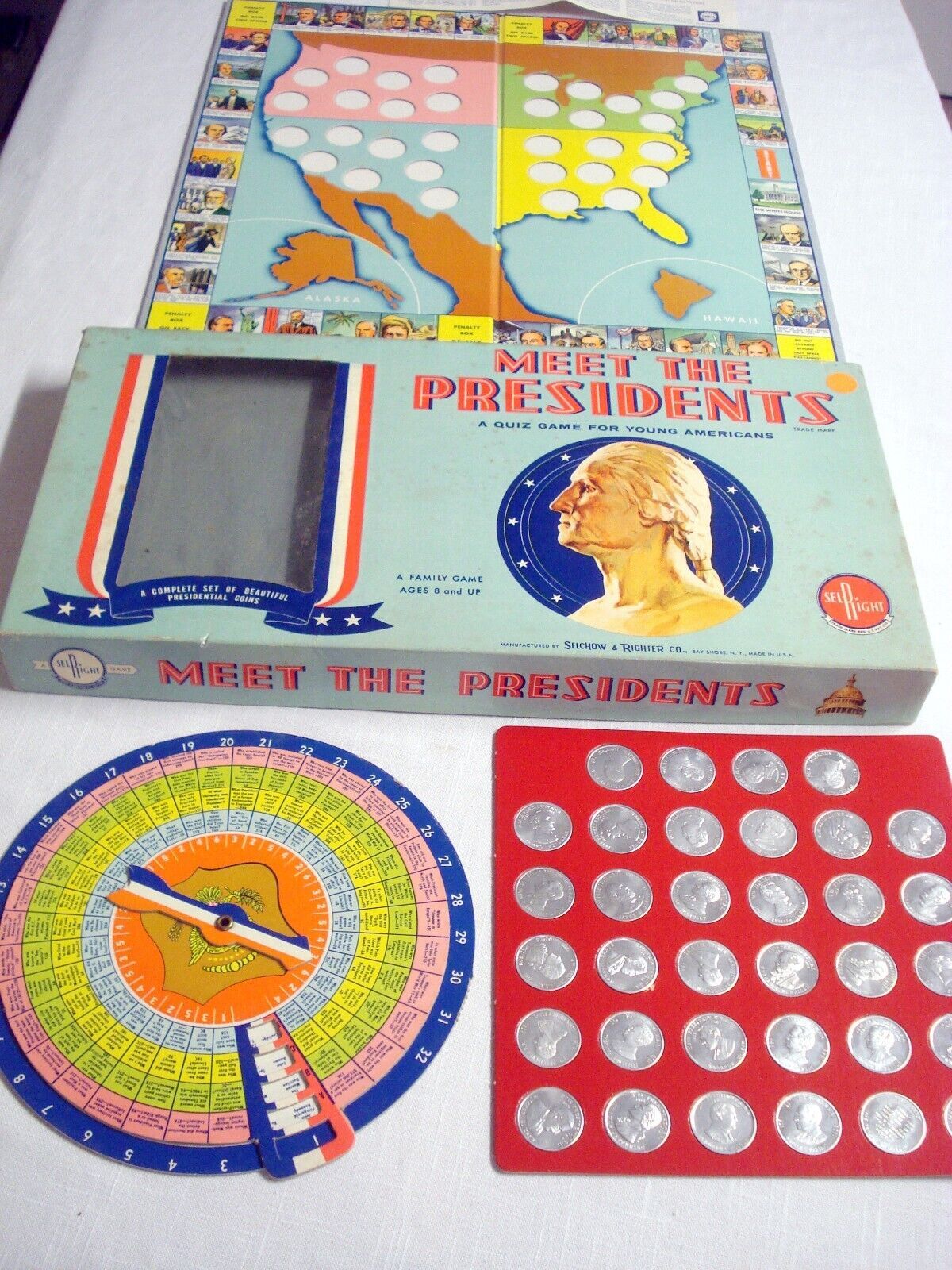 Meet the Presidents Game 1961 Complete Selchow & Righter Washington to JFK - £10.21 GBP