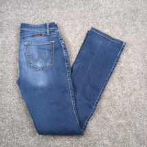 Wrangler Q Baby Jeans Women 5/6x36 Strech No Gap Waist Thick Stitch Ridi... - $16.99