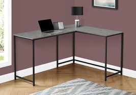 Monarch Specialties I 7392 58 in. Metal Corner Computer Desk, Grey Stone-Loo - £154.67 GBP