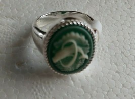 VTG. &quot;DOLPHIN CAMEO&quot; STERLING SILVER 92.5 WOMEN&#39;S RING  HANDSET SIZE 7 N... - $134.42 CAD