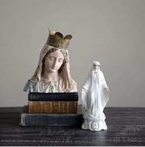 VIRGIN MARY BUST WITH REMOVABLE CROWN MAGNESIA VINTAGE ANTIQUE REPRODUCTION - £86.77 GBP