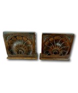 Art Deco Oak Bookends Floral Acanthus Acroteria 1920s Wood Pair - $121.71