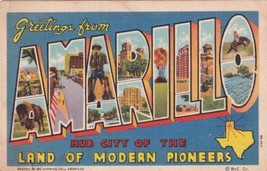 Large Letter Greetings From Amarillo Texas TX 1942 Postcard D51 - £2.38 GBP