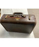 Vintage Samsonite Leather Faux Alligator Suitcase Luggage Briefcase Brown - £68.69 GBP