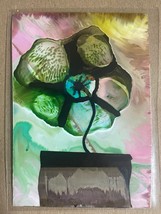 Tonito Original ACEO painting.Unique art technique never seen before.Flower 4 - $33.25