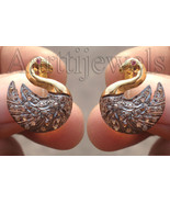 Victorian 1.50ct Rose Cut Diamond Ruby Swan Wedding Earrings - £741.84 GBP