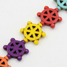5 Ship Wheel Beads Faux Turquoise Nautical Helm Assorted Lot 17mm Ocean Themed - £1.65 GBP