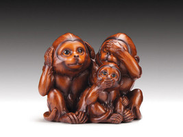 Monkey Figurine Hear See Speak no Evil 3&quot; H Wild Animals Figurines Collectibles - £14.69 GBP