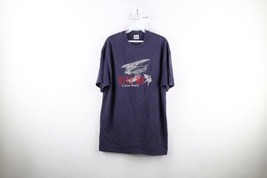 Vintage 90s Streetwear Mens XL Spell Out Bite Me Shark Florida T-Shirt Blue USA - £34.92 GBP