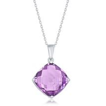 Four-Prong 1.453cttw Amethyst Diamond-Shaped Necklace - £121.87 GBP