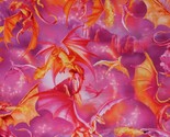 Cotton Dragons Majesty Mythical Creatures Kids Fabric Print by the Yard ... - $14.95