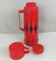 Vintage Aladdin Pint Thermos With Black &amp; Red Backgammon/Diamond Design - £8.96 GBP