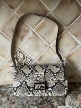 Stuart Weitzman Brown/Tan Snakeskin Baguette Purse Handbag - $38.61