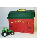 Large Toy Red Barn with Green Tractor 14 x 11 x 9 - $18.80