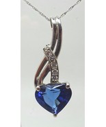 14k Gold 3.10ct Genuine Natural Tanzanite Heart Pendant with Diamonds (#... - £2,220.28 GBP