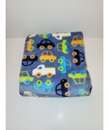 HTF Baby Starters Plush Baby Blanket Vehicle Car Trucks Blue Grey Soft EUC - $22.89
