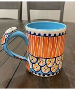 Happy Fish Flower Mug Vintage Ceramic Blue Sky Clay Works Diane Artware - $27.73 CAD