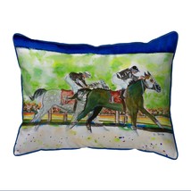 Betsy Drake Close Race Horses Extra Large 20 X 24 Indoor Outdoor Pillow - £54.48 GBP