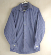 Chaps Wrinkle Free Men&#39;s Blue Striped Casual Dress Shirt Size Small - £11.45 GBP