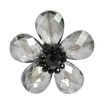 Shimmering Prism of Smokey Gray Glass Floral Statement Brooch Pin - £13.57 GBP