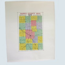 Antique 1908 Darke County Ohio Map, LARGE Railroad &amp; Township Color Map 27x22 A - £31.26 GBP