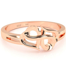 Split Shank Infinity Loop 2 Hearts Love Ring In Solid 14k Rose Gold - £194.78 GBP