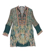 Soft Surroundings Emerald Shira Women&#39;s PL Sheer Boho Tunic Top Embroidered - $52.56 CAD