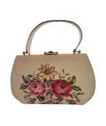 Vintage Fiesta Brand Made in Canada Ivory Leather &amp; Wool Needlepoint Mod... - £37.46 GBP