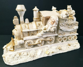 Vtg Christmas Santa Train Engine White Gold Plaster 11&quot; Long x 7&quot; Tall x... - £20.49 GBP