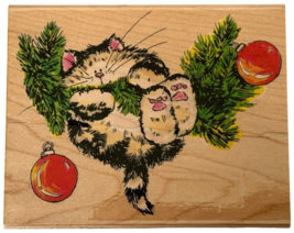 Penny Black Rubber Stamp Wonderful Christmas Card Making Cat Ornaments Holidays - £11.98 GBP