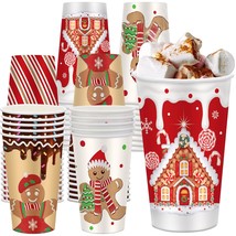 60 Pcs Christmas Paper Cups Xmas Disposable Coffee Cups 16Oz Christmas Cups For  - $39.99